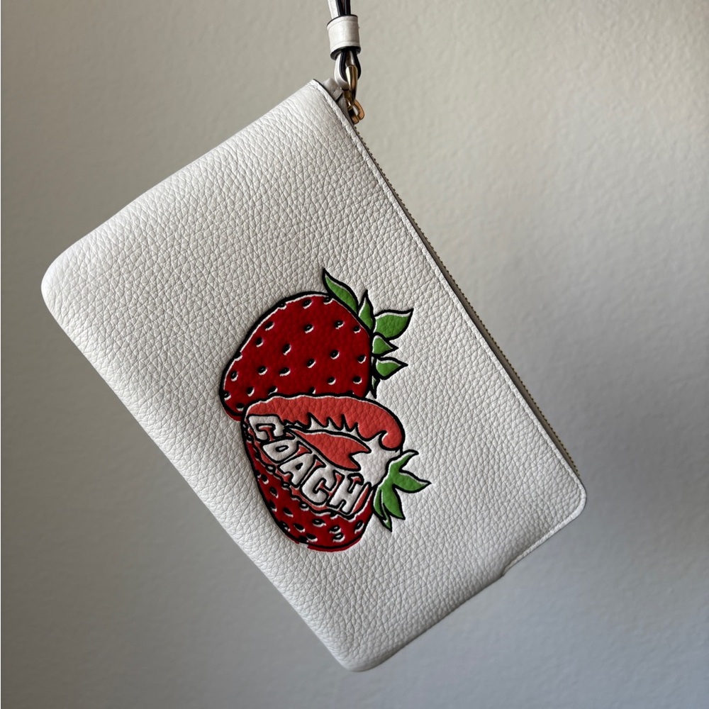 Coach large corner zip wristlet strawberry graphic, NWT - Picture 4 of 7